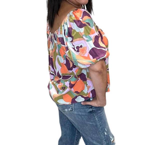 NEW EASEL seventies floral top in multi color - Picture 2 of 3